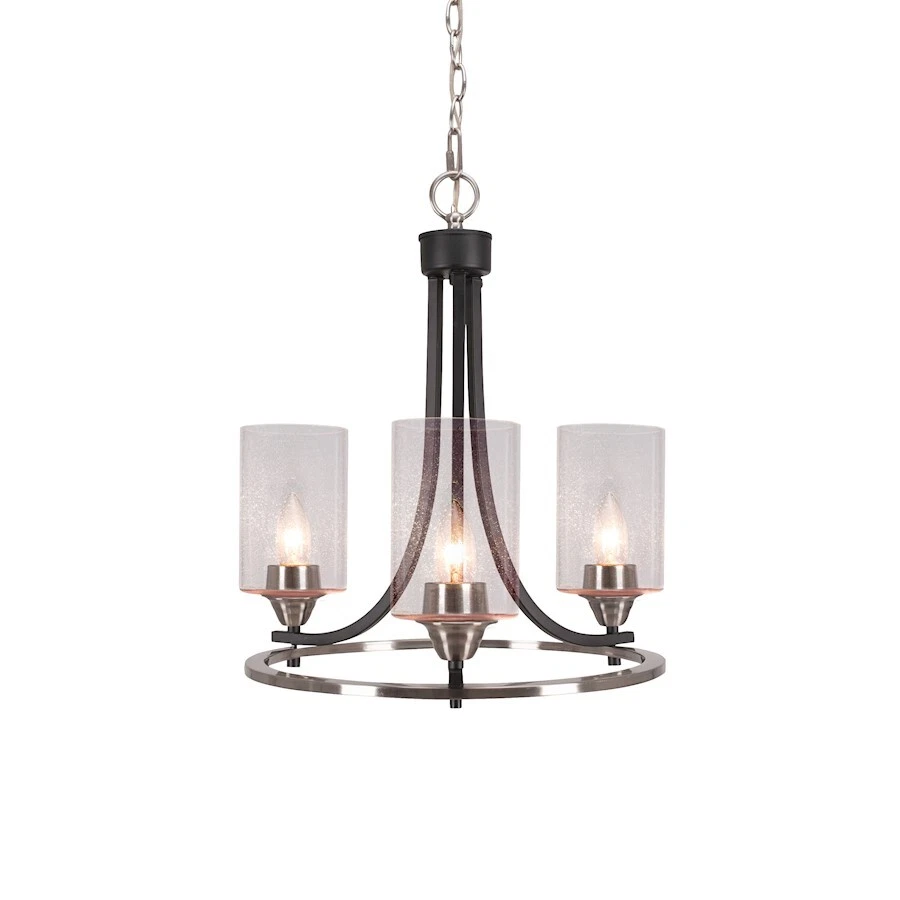 Люстра Toltec Paramount 3 литра 4 дюйма, черная/матовый никель/прозрачная - 3403-MBBN-300 - Изображение 1 из 1