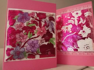 Handmade Shaker Card Foil Velum WaterColour Rose Florial MetalicPink3D Customise - Picture 1 of 14