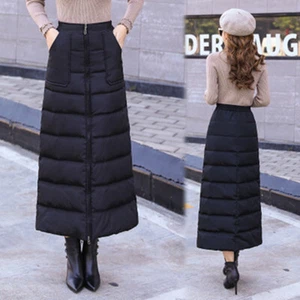 Damen dick wärmer Puffer Puffa lang A Linie Röcke wattiert Winter Outdoor Kleid - Bild 1 von 10