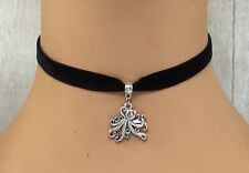 Black Velvet Choker/ Necklace With Octopus Charm Pendant Sea life Beach