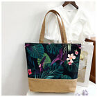 Handbag Beach Summer Shoulder Canvas Holiday Large Tote Bag Leaf Print Pattern