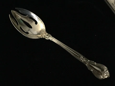 Gorham Sterling Flatware, Chantilly, Slotted Serving Spoon, 8 3/8 inches Cover