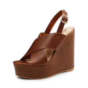 Dream Pairs Women Platform Wedges Sandals Faux Leather X-Band Summer Sandals - Picture 1 of 16