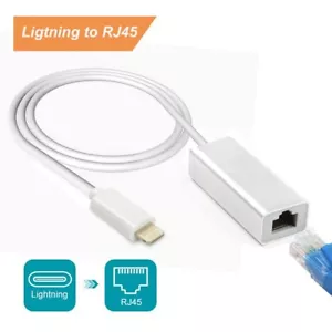 Adaptador de cable de red LAN Ethernet de 3 pies 8 pines a RJ45 para iPhone 15 14 13 12 iPad - Imagen 1 de 7