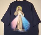 T-shirt vintage Jésus-Christ années 90 USA bleu religion graphique DIEU taille 4XL NEUF