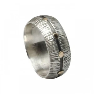 Geriffelter Bicolor Ring aus 925er Silber und 333er Gold  - Bild 1 von 1