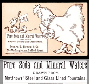 Tarjeta comercial victoriana Matthews Soda Mineral Water 1875 Fountains Boston MA Prang - Imagen 1 de 8