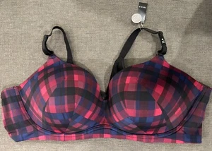 NWT New Torrid Curve Plus Red Plaid Wireless Bra 50C - Picture 1 of 4