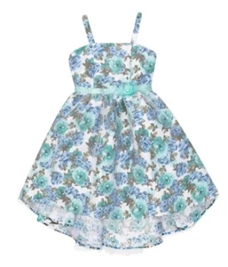 Speechless Big Girls Size 16 Floral Social Maxi Length Dress - White Aqua NWT - Picture 1 of 8