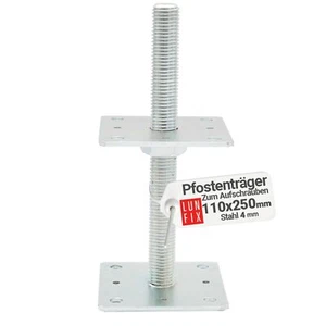 Pfostenträger Zum Aufschrauben 110x110x250 Regulierbar Feuerverzinkt Betonanker - Bild 1 von 7