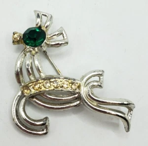 Rhinestone Deer Brooch Pin Silver Tone - Picture 1 of 9