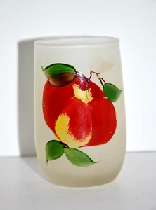Vaso de jugo esmerilado pintado a mano tomate rojo vintage mediados de siglo 3,5 pulgadas de alto 4 oz - Imagen 1 de 6