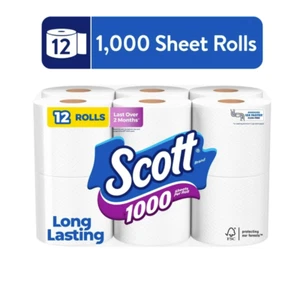 Scott 1000 Toilet Paper, 12 Rolls, 1,000 Sheets per Roll - Picture 1 of 5