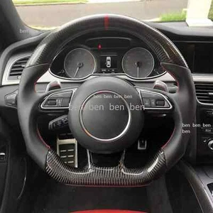 Carbon Fiber Flat Sports Steering Wheel for Audi B8.5 S3 S4 S5 S6 S8 2013+ - Picture 1 of 13
