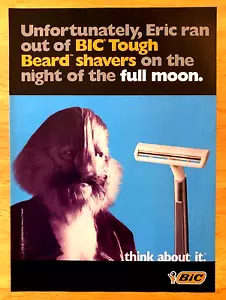 WOLFMAN—BIC TOUGH BEARD SHAVERS—DISPOSABLE RAZORS—VINTAGE 1996 MAGAZINE AD - Picture 1 of 1
