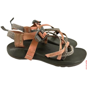 Chaco Girl's ZX/1 Pink/Gray Burlap Heather Double Strap Classic Sandals, Size 5 - Picture 1 of 14
