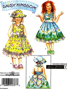 OOP! MÄDCHEN SÜSSES DAISY KINGDOM SOMMERKLEID & HUT SCHNITTMUSTER 5-8 Simplicity 4201 - Bild 1 von 6