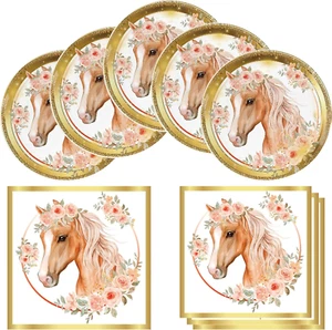 Horse Birthday Party Supplies20 Plates and 20 Napkins, Cowgirl Wild Horse Party  - Picture 1 of 5