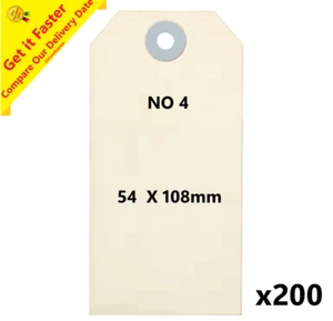 200 x Size 4 Esselte Buff Manilla Shipping Tags 54 x 108 mm - Picture 1 of 7