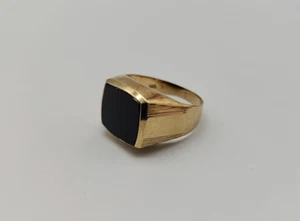 Onyx Siegelring Gold 585 / 4,8gr / Gr.65(20,5mm) - Bild 1 von 7