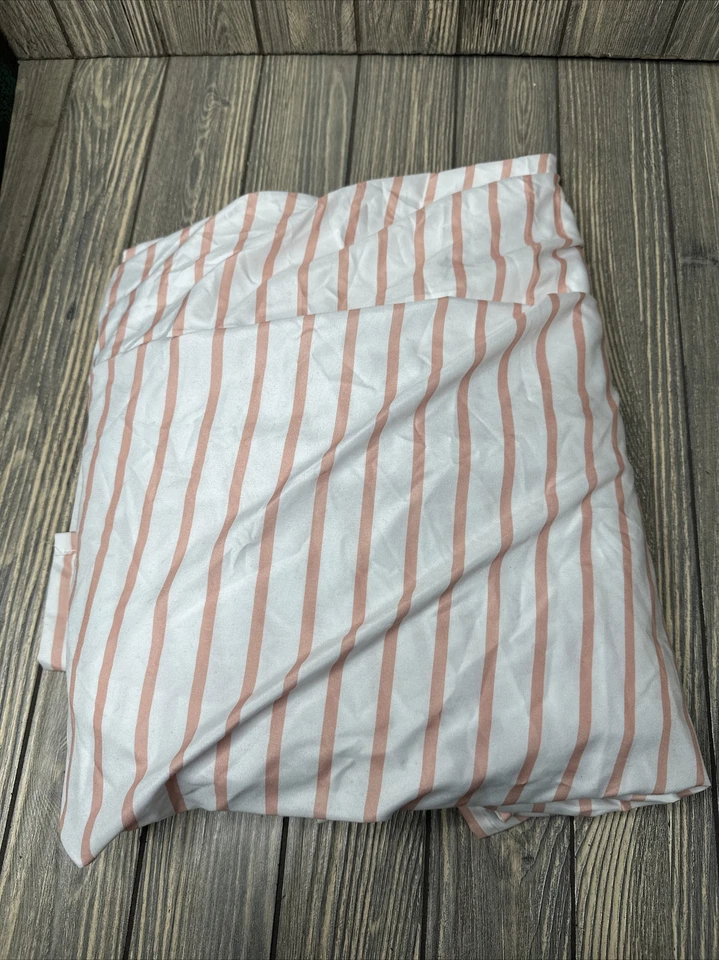 Mainstays King Flat Sheet Coral White Stripes - Image 1 of 3