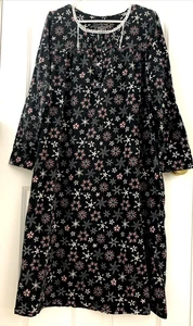 Croft & Barrow   Nightgown   SIZE XL   Black   Snowflake Pattern   100% Cotton - Picture 1 of 8
