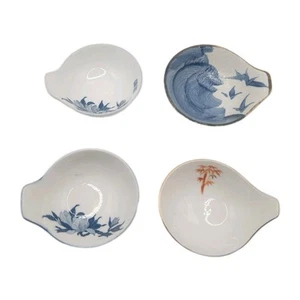 4er Set Japanische Keramik Schale Kobachi Blau Gold Bambus Blumen Konvolut - Bild 1 von 12