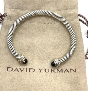 David Yurman Kabel Amethyst & Diamanten 5 mm Kabel Manschette Armband Medium - Etui - Bild 1 von 9