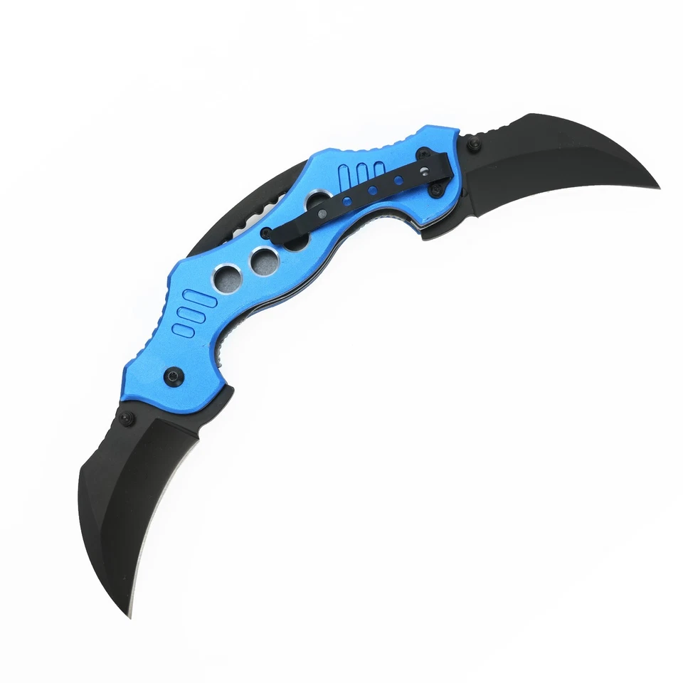 5.5inch karambit folding pocket knife Double-bladed, Aluminum Handle,Spring Open - Image 1 of 1