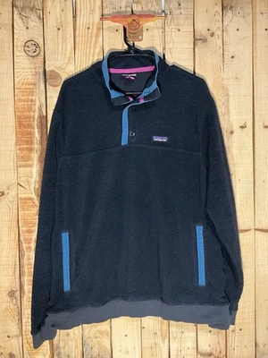 Pullover polar Patagonia Shearling cuarto botón para hombre XL negro Foto 1 de 4