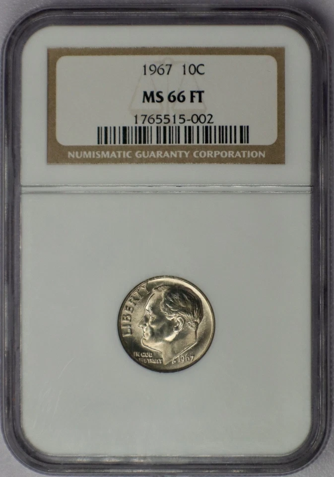 1967 10c Roosevelt Dime - NGC MS 66 FT - Image 1 of 2