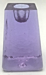 Fire and Light Recycled Glass Candle Holder 3.25" Tall - Lavender - Signed - Picture 1 of 7