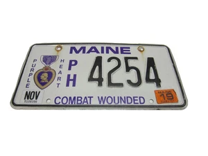 2019 MAINE COMBAT VERWUNDET PURPLE HEART NUMMERNSCHILD "4254" wie abgebildet. - Bild 1 von 1