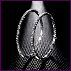 FNIO 2025 Super Kristall Große Kreise Creolen für Damen Strass Silber - Bild 1 von 33