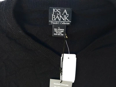 Jos. A. Bank Traveler's Pullover Sweater: Men's, Large, Black, 100% Cashmere  - Image 1 of 3