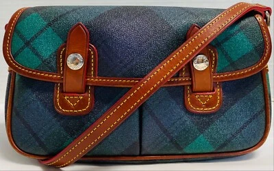 Dooney & Bourke*Green/Blue Highland Plaid*Crossbody Purse* 21103i S183 - Image 1 of 4