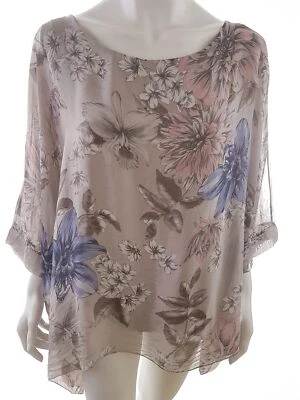 Italy  T. XL Gris Blusa Túnica Viscosa Manga 3/4 - Imagen 1 de 4