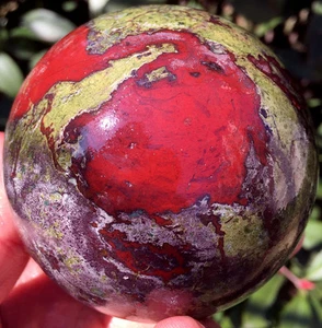 3,05"745g WOW! Wunderschöne grüne rote Drachenblutsteine Edelstein Kristall Kugel ip0895 - Bild 1 von 12