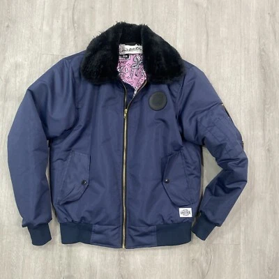 Bomber Blue Love Sick Jacket Size Small Faux Fur - Image 1 of 4