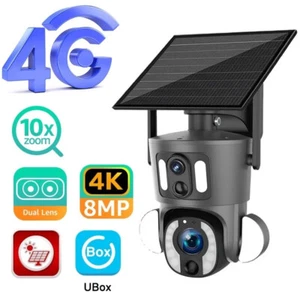 Wire Free 4K Solar Powered Rotating Outdoor Dual Security Camera 4G/LTE Connect - Picture 1 of 15