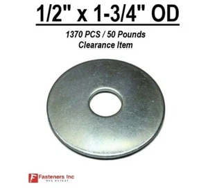 1/2" X 1-3/4" OD 1370/PCS Bulk Box 50/LBS Zinc Plated Fender Washer 50# Bulk Box - Picture 1 of 2