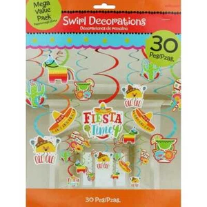 MEGA Pack 30 Mexican Fiesta Time Birthday Party Hanging Swirls Decorations - Picture 1 of 1
