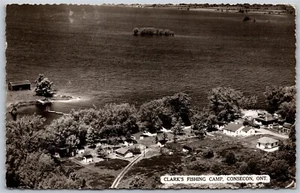 Postcard RPPC c1955 Consecon Ontario Clark's Fishing Camp Aerial View Lake - Picture 1 of 2