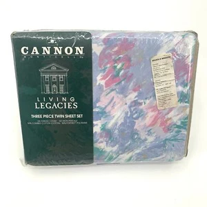Cannon Mills Radiance NOS Vintage 3-teiliges Twin Sheet Set Abstrakt Pastell Floral - Bild 1 von 9