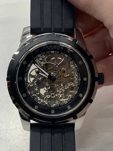 Akribos XXIV Mens Watch Skeleton Ak444ss Black Rubber Band - Picture 1 of 5