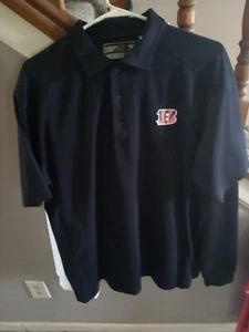 Cincinnati Bengals Cutter & Buck Dry Tec Black  Golf Polo Shirt Size Large - EUC - Picture 1 of 4