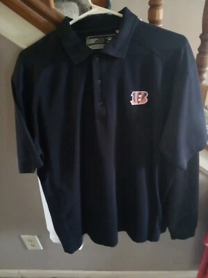 Cincinnati Bengals Cutter & Buck Dry Tec Black  Golf Polo Shirt Size Large - EUC - Image 1 of 4