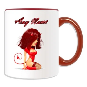 Personalised Gift Hot Devil Girl Mug Money Box Cup Name Tea Coffee Sexy Fancy - Picture 1 of 20