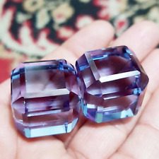 Between 140 to 145 Ct 2 pc Bi-Color Purple Amethyst Cube Lab-Created gemstone