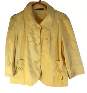 Larry Levine Mujer Chaqueta Amarillo Talla Grande Bolsillos Recortados Elástico Informal - Imagen 1 de 6